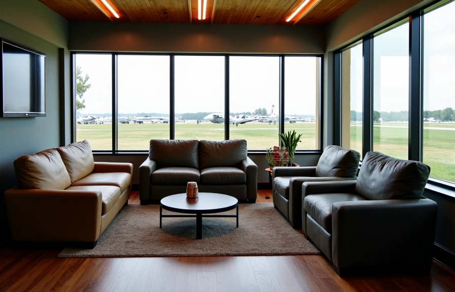 Comfortable customer lounge area at SkyDive USA