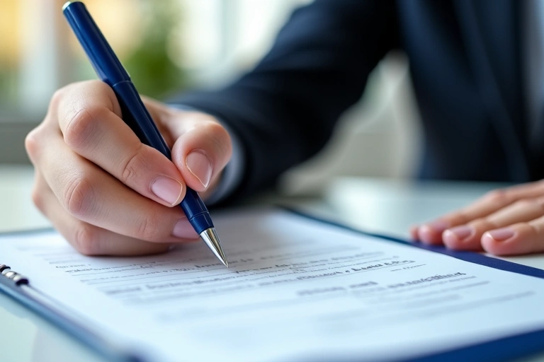 A person filling out paperwork, representing the requirements for skydiving.