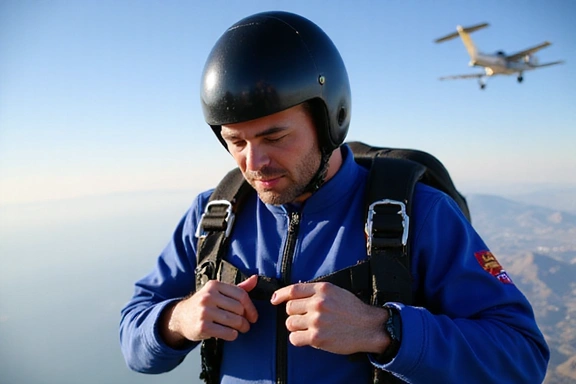Certified skydiver preparing for a jump