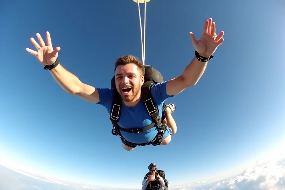 Skydiver practicing freefly maneuvers