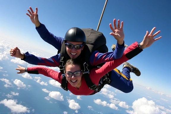 Skydivers in a large formation during a boogie