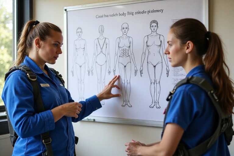 Experienced skydiving instructor teaching a student